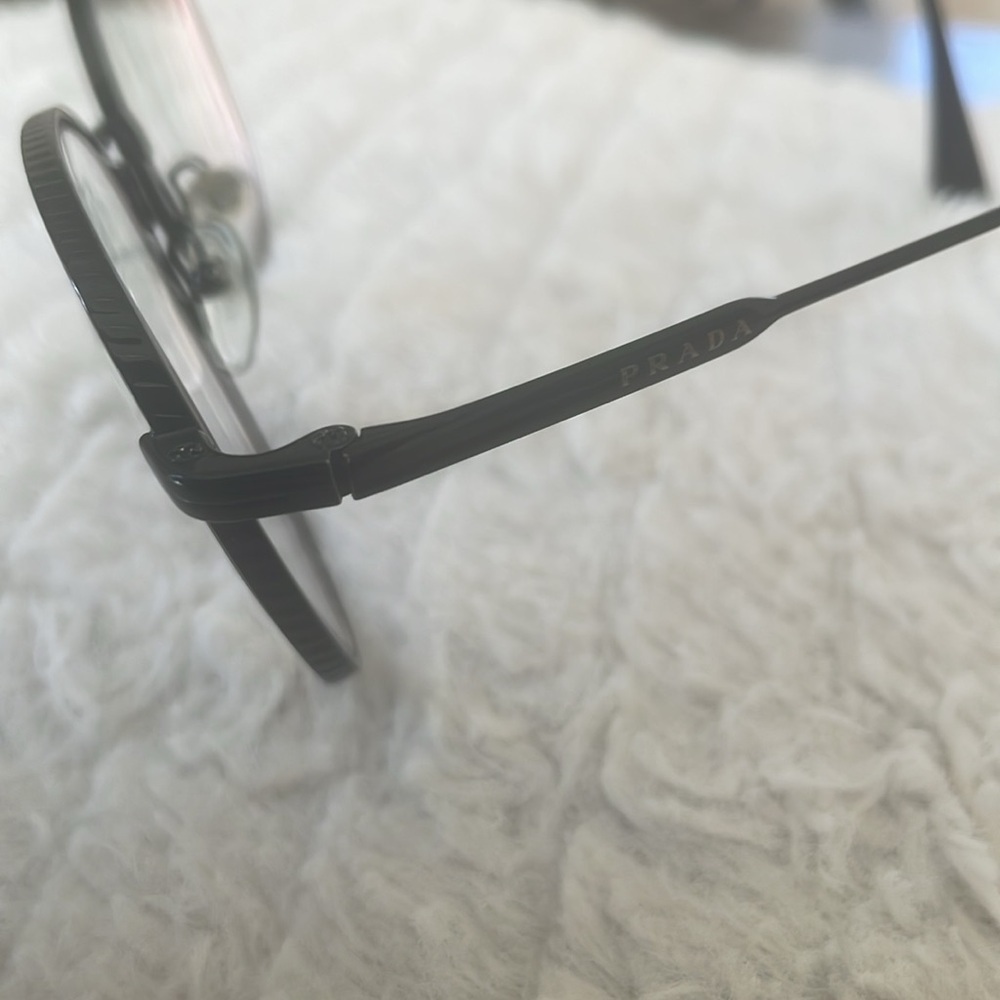 Prada Knotched Black Unisex Stylish Round Glasses Sorry No Case - Picture 5 of 13